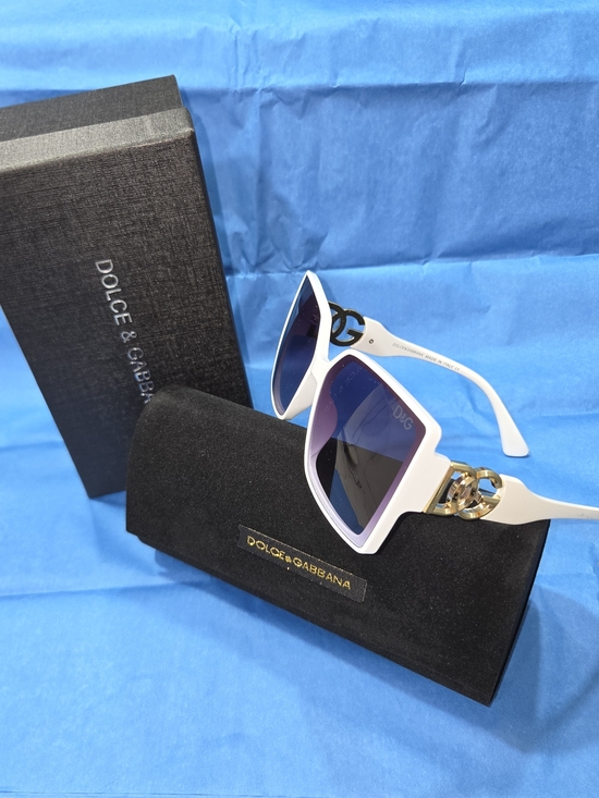 Dolce & Gabbana Accessories - Dolce & Gabbana White Frame Sunglasses with Gradient Purple Lenses